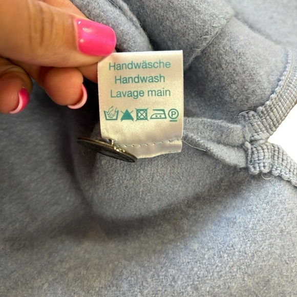 Scheiber M. 100% Wool Light Blue Vintage Smoking Jacket Crest Buttons Women’s M - Picture 11 of 16